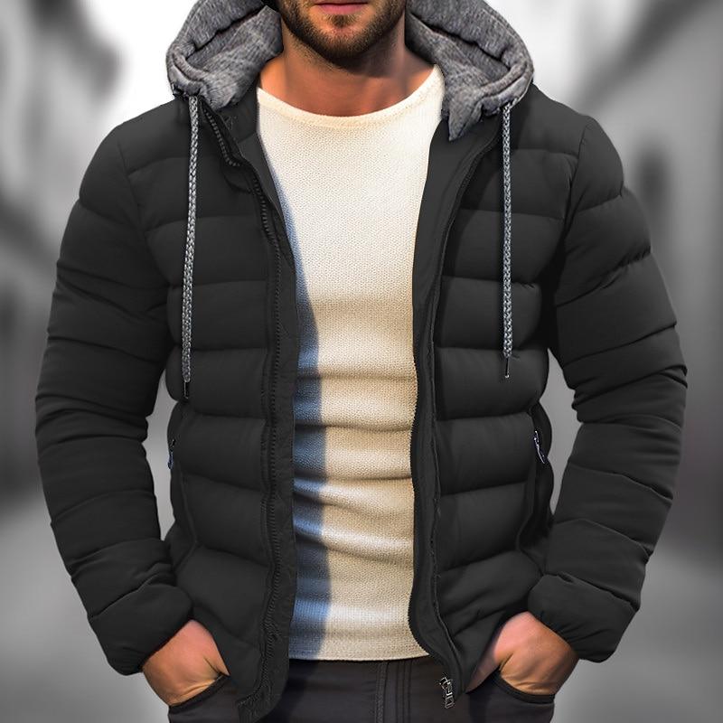 Men's Casual Hooded Long Sleeve Zipper Padded Jacket 9261082902712
