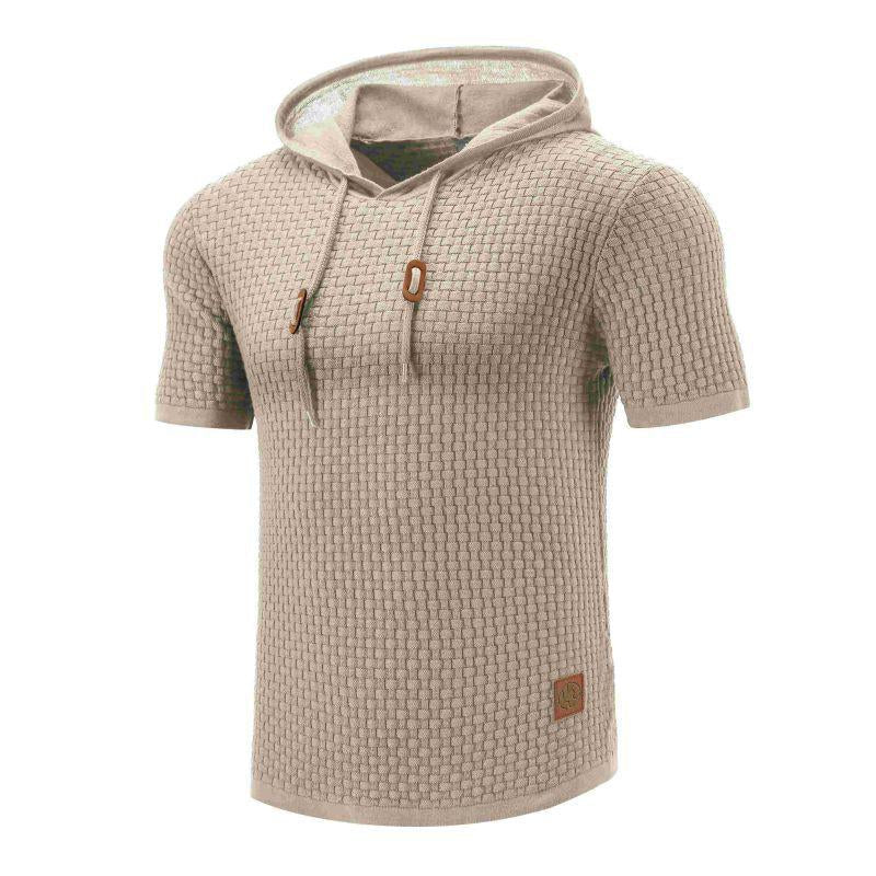 Men's Casual Knit Slim Fit Short Sleeve Hoodie 9268188807352