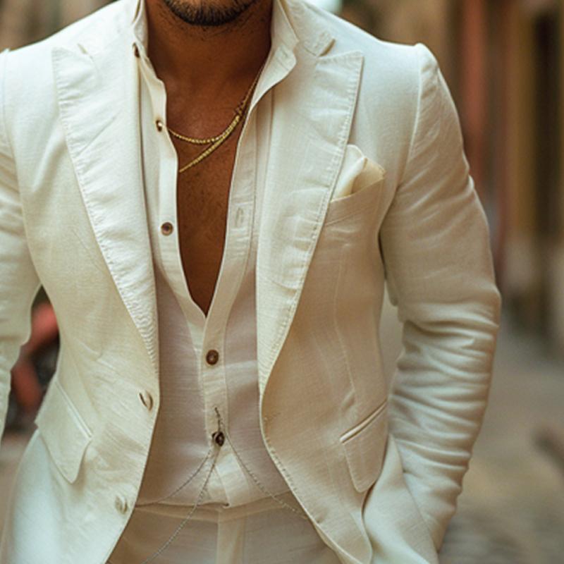 Men's Casual Cotton Solid Color Blazer 9877214265528
