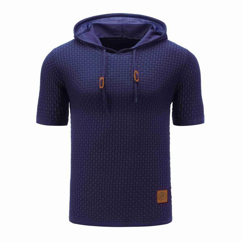 Men's Casual Knit Slim Fit Short Sleeve Hoodie 9268188807352