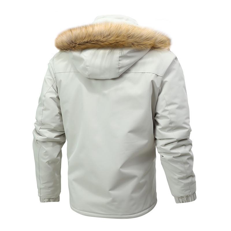 Men's Hooded Plush Thick Mid-length Coat 9261104496824