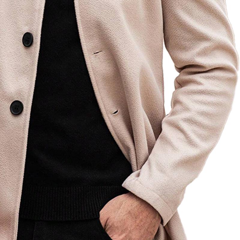 Men's Retro Stand Collar Contrast Color Mid-Length Coat 9260833177784