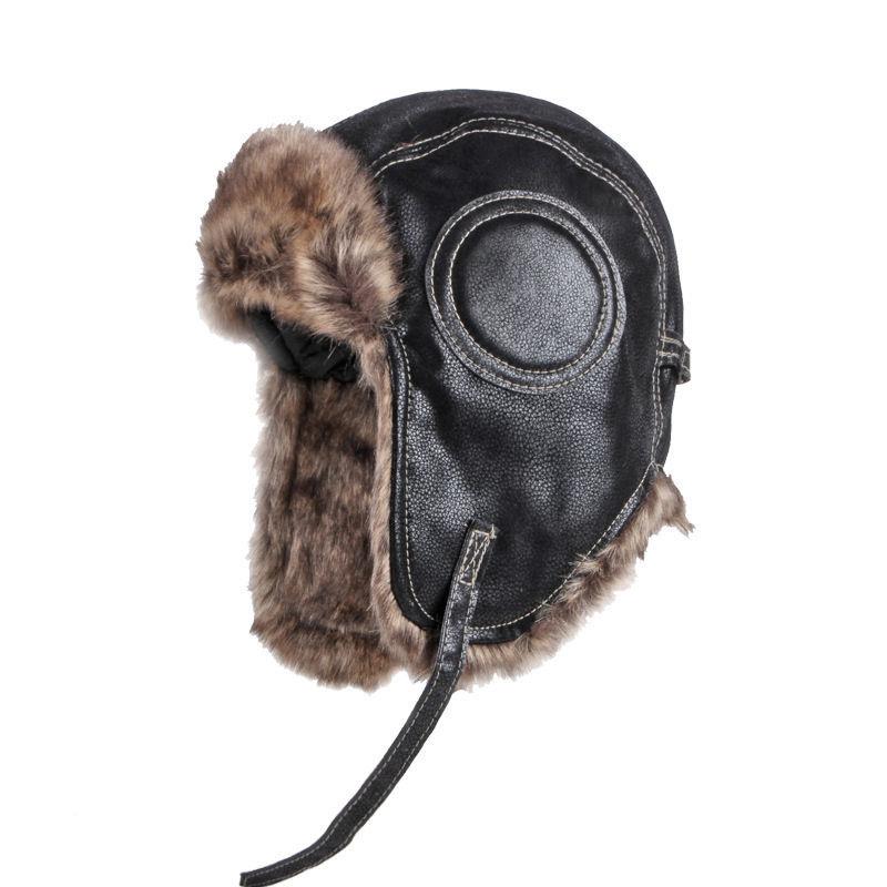 Men's Classic Retro Winter Warm Earmuffs PU Leather Hat 9272629428408
