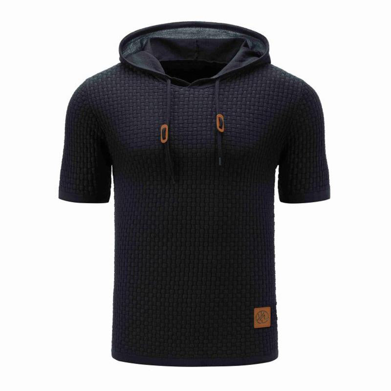 Men's Casual Knit Slim Fit Short Sleeve Hoodie 9268188807352