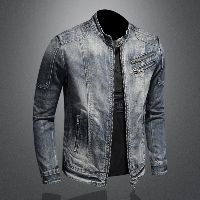 Men's Vintage Stand Collar Zipper Jacket Cycling Motorcycle Jacket 9261087195320