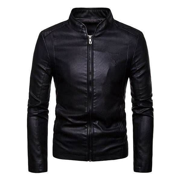 Men's Casual Biker Baseball Collar Leather Jacket 9261080641720