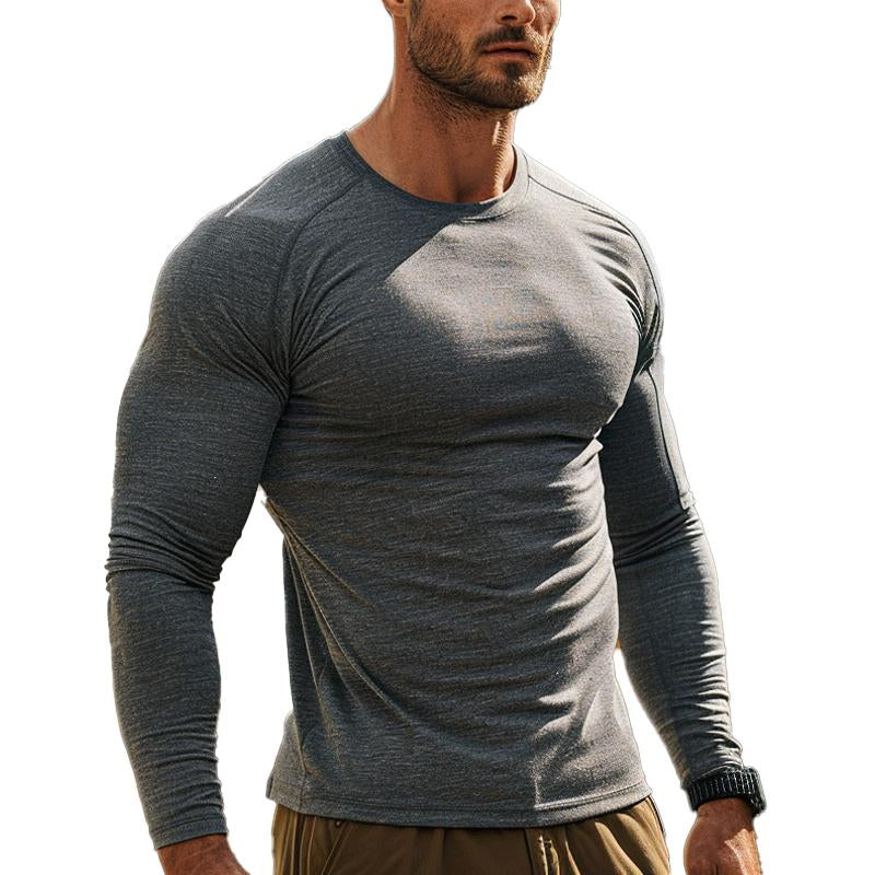 Men's Cotton Blend Round Neck Long Sleeve T-shirt 9873141399736
