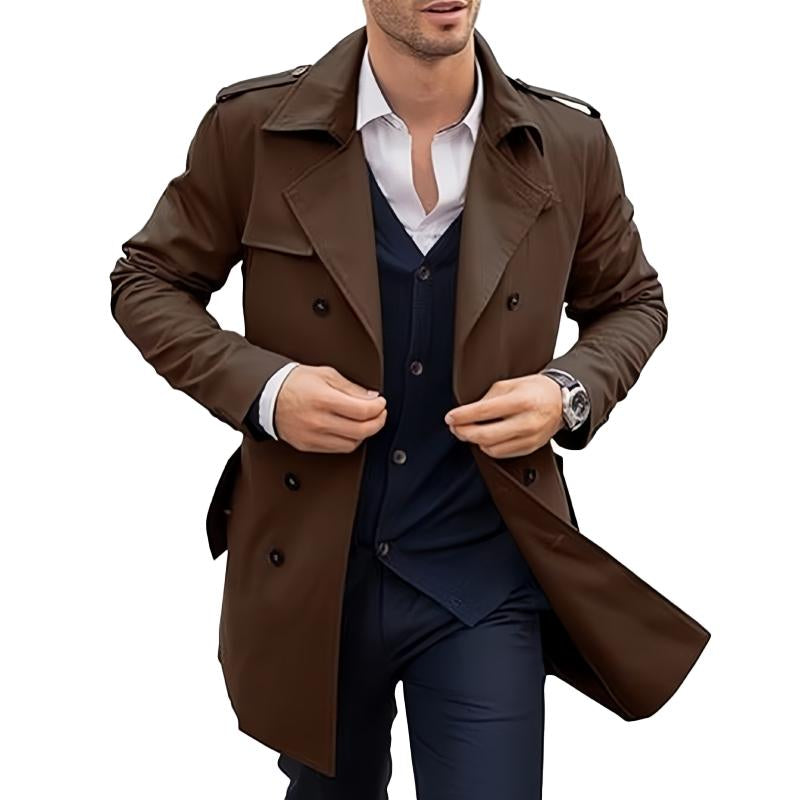 Men's Mid-length Double-breasted Casual Trench Coat 9261104726200