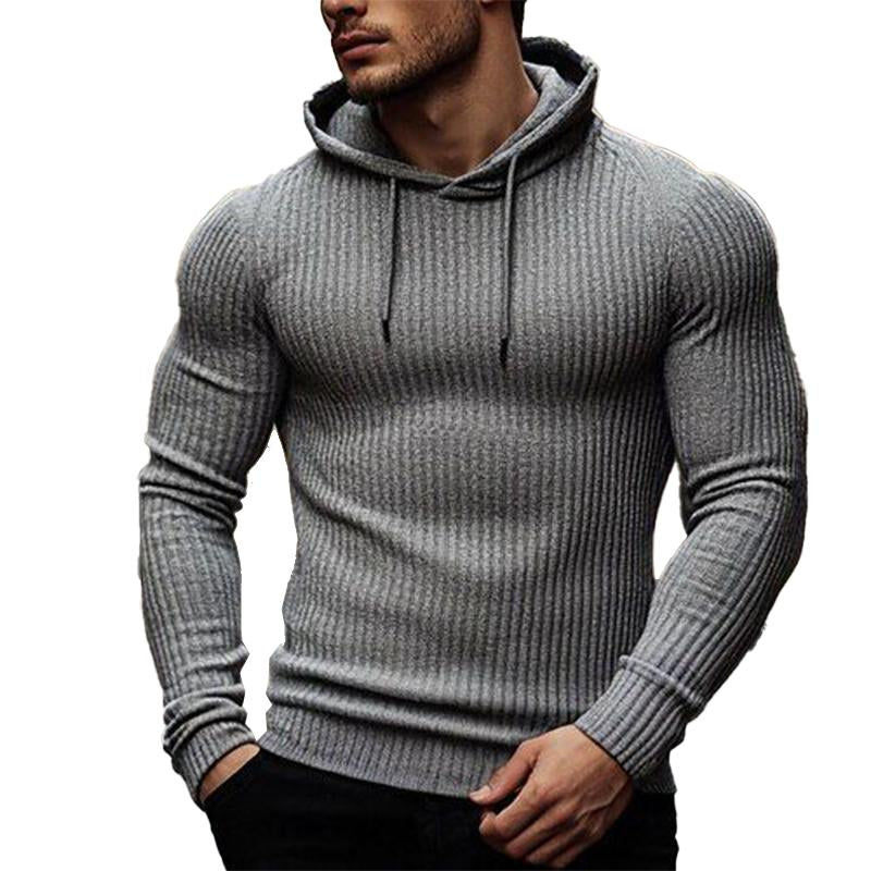Men's Solid Knit Slim Fit Hoodie 9885320806584