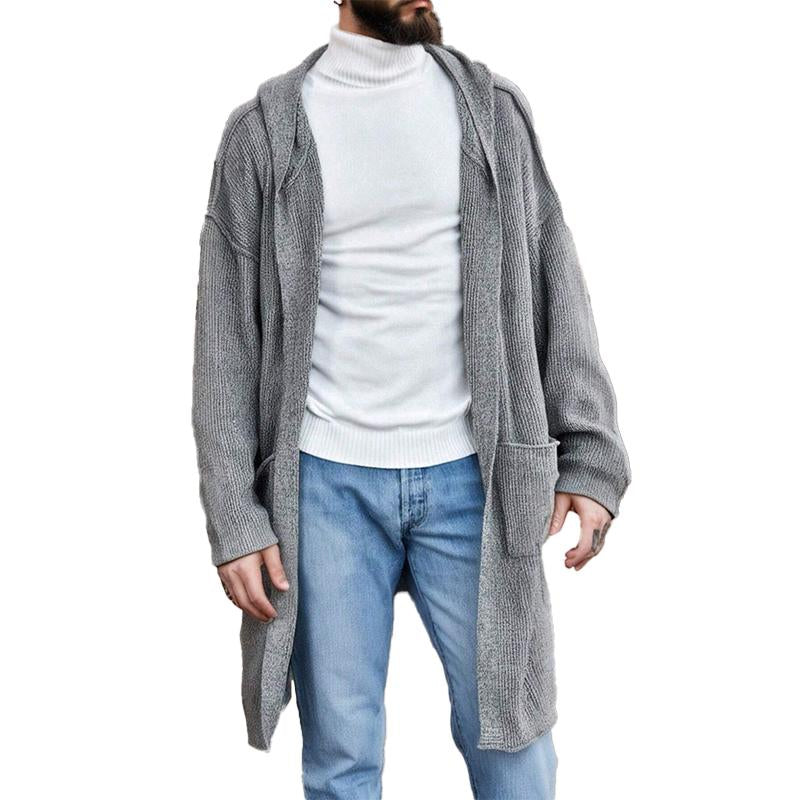 Men's Solid Color Casual Hooded Knitted Cardigan 9260833276088