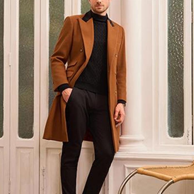 Men's Casual Colorblock Mid-length Coat 9261104562360