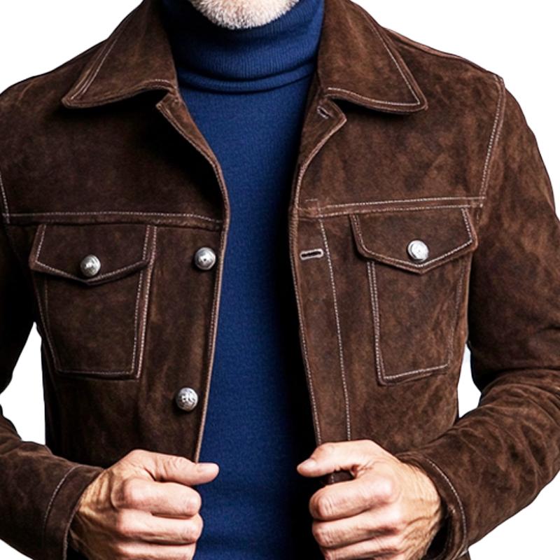 Men's Vintage Suede Lapel Jacket 9269591572664