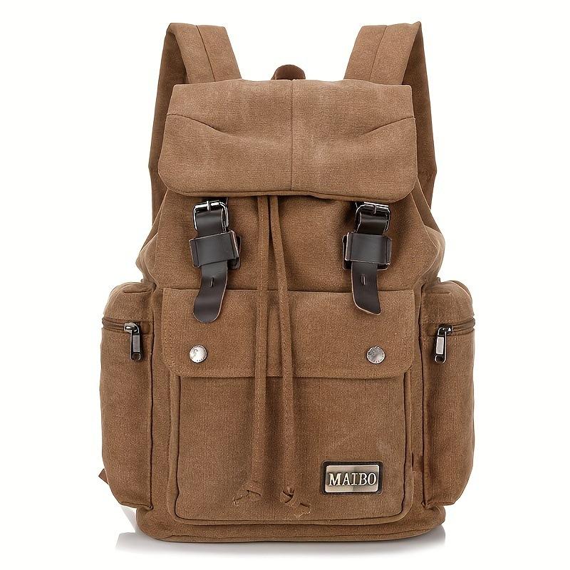 Men's Retro Outdoor Large Capacity Multi-Pocket Canvas Backpack 9262190133432