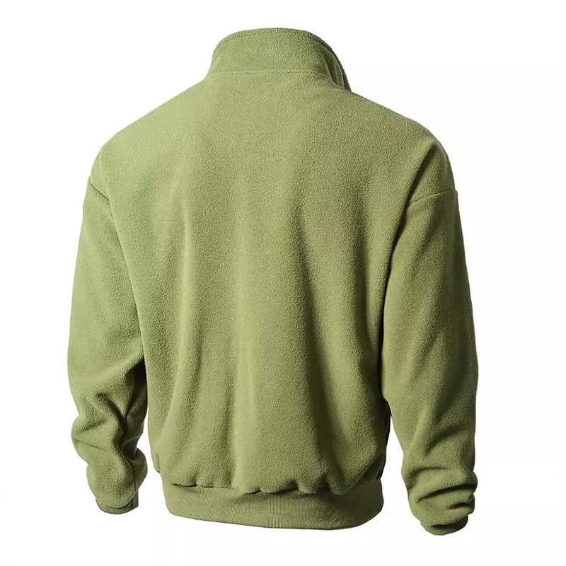 Men's Casual Solid Color Polar Fleece Stand Collar Jacket 9261093257400