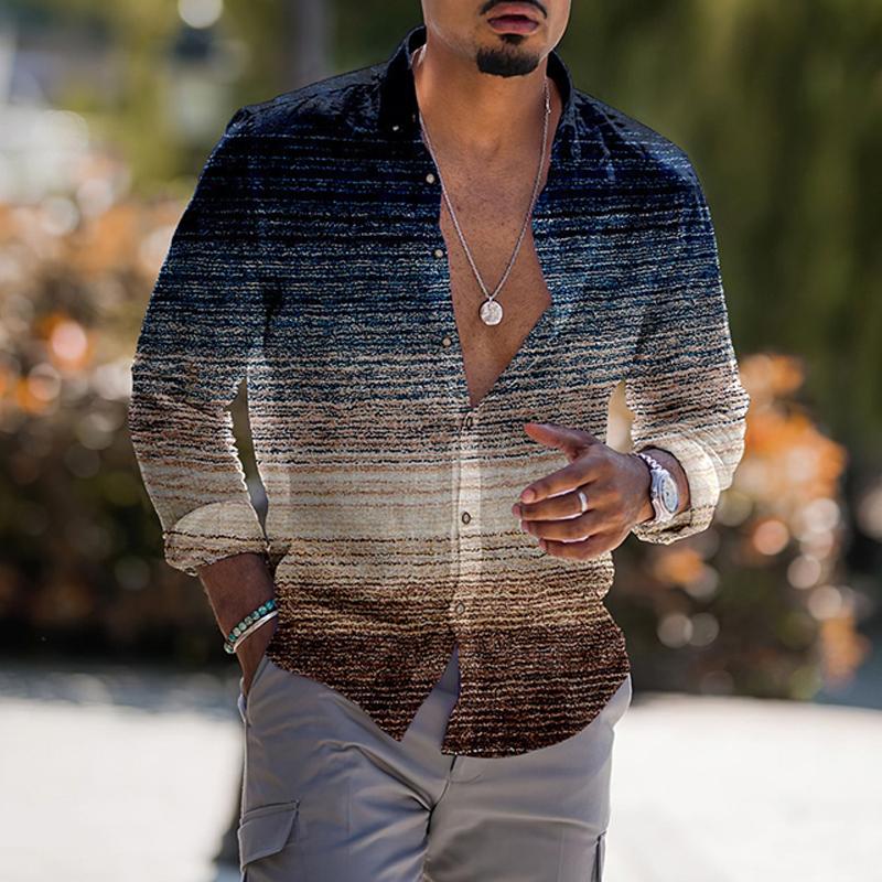 Men's Vintage Print Lapel Shirt 9261792133304