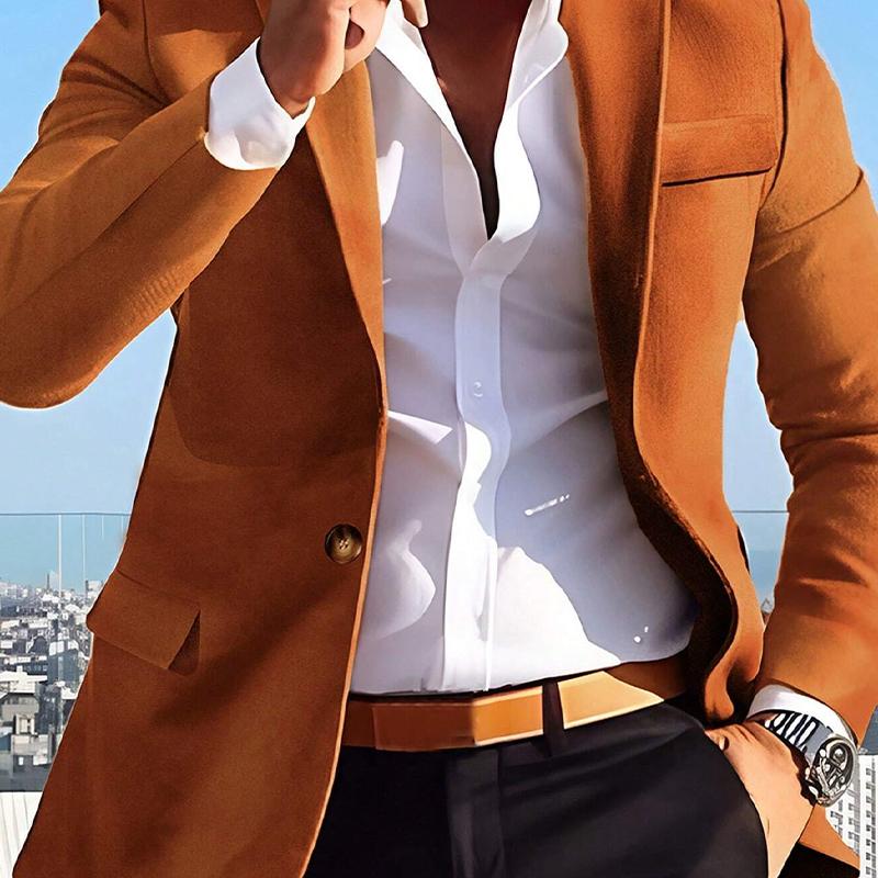 Men's Solid Suede Suit Blazer 9260833571000