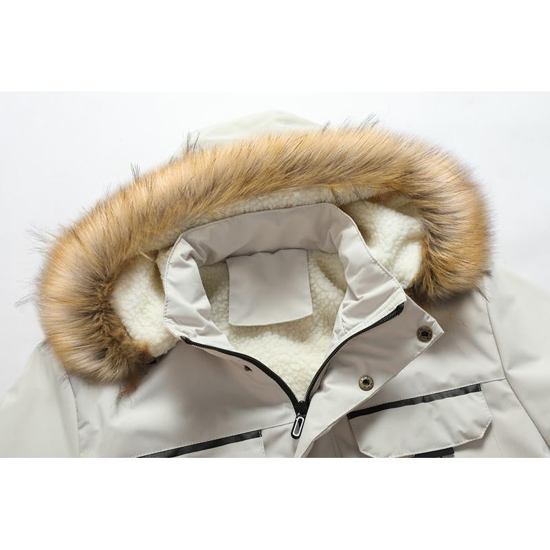 Men's Hooded Plush Thick Mid-length Coat 9261104496824