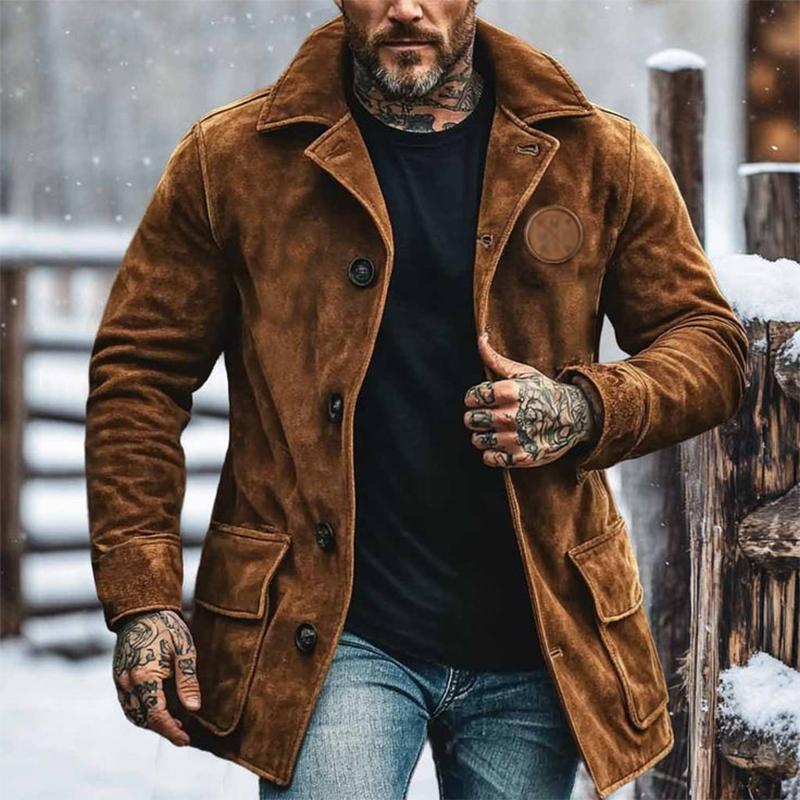 Men's Casual Loose Suede Lapel Coat 9272629592248