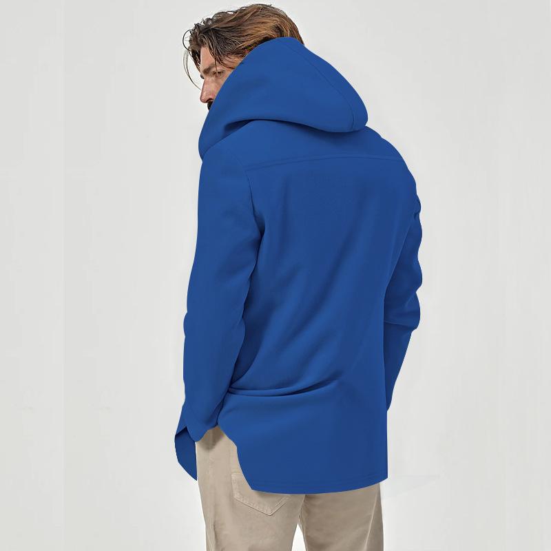 Men's Solid Hooded Double Breasted Casual Coat 9261102235832