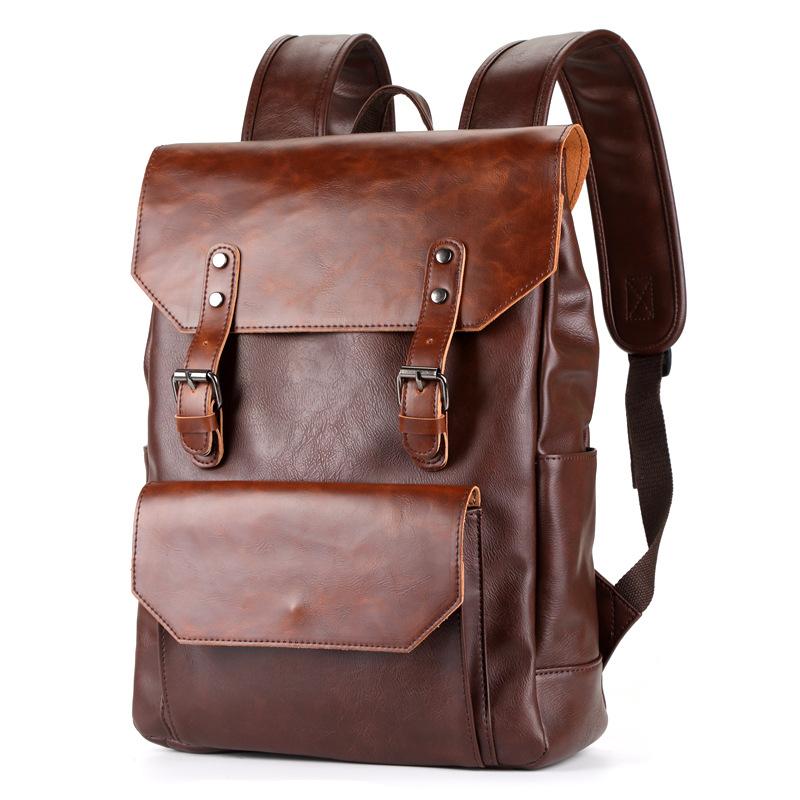 Men's Crazy Horse Leather Large Capacity Backpack 9873140220088