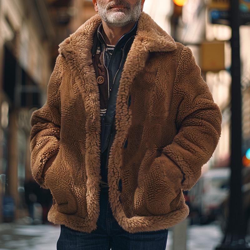 Men's Loose Polar Fleece Button Jacket 9261095977144