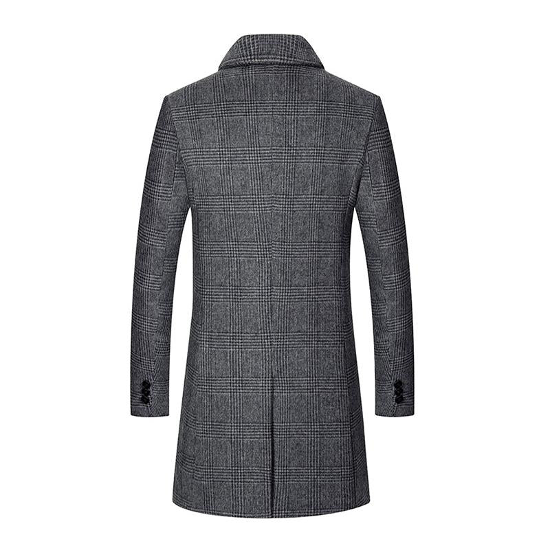 Men's Vintage Check Lapel Slim Long Coat 9261104595128