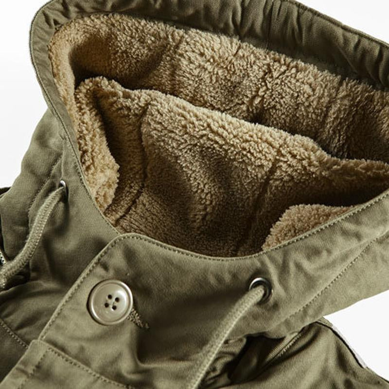 Men's Retro Plush Lined Warm Hooded Cargo Coat 9260834193592