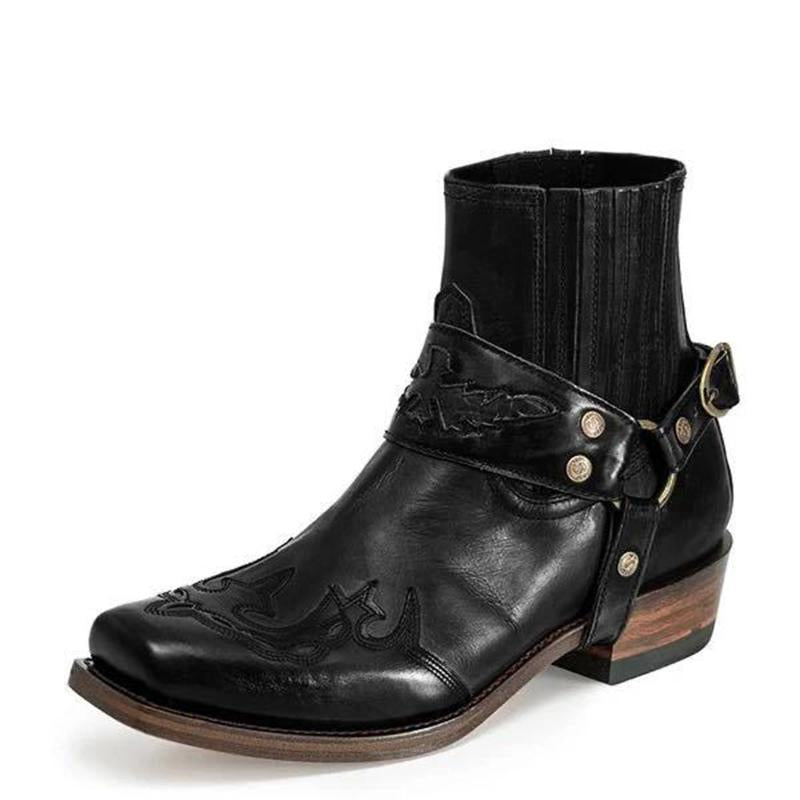 Men's Vintage Burnt Low Heel Rider Boots 9261847609528