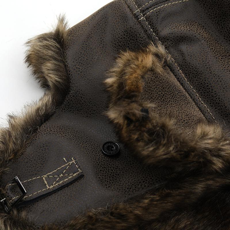Men's Thick Warm Ear Protection Leather Hat 9873140023480