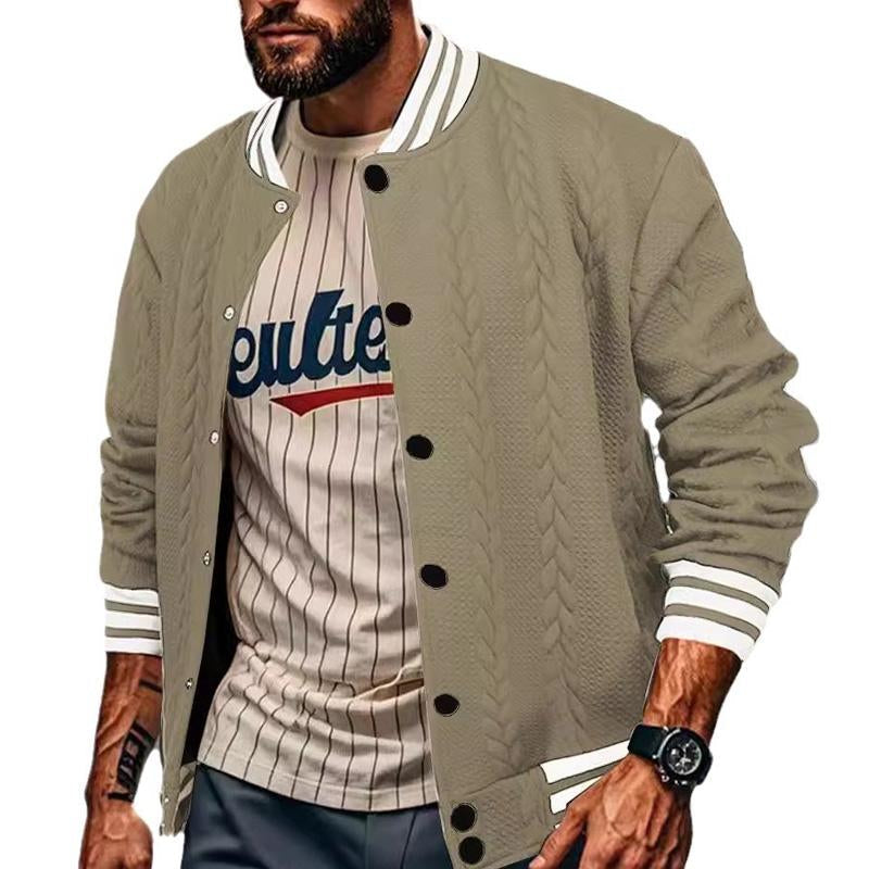 Men's Casual Single Breasted Cardigan Baseball Jacket 9261088735416