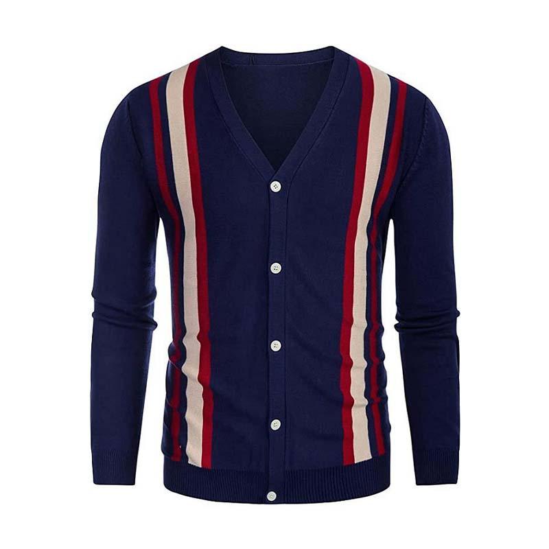 Men's Classic Casual Vertical Striped Long Sleeve Cardigan 9266613387448