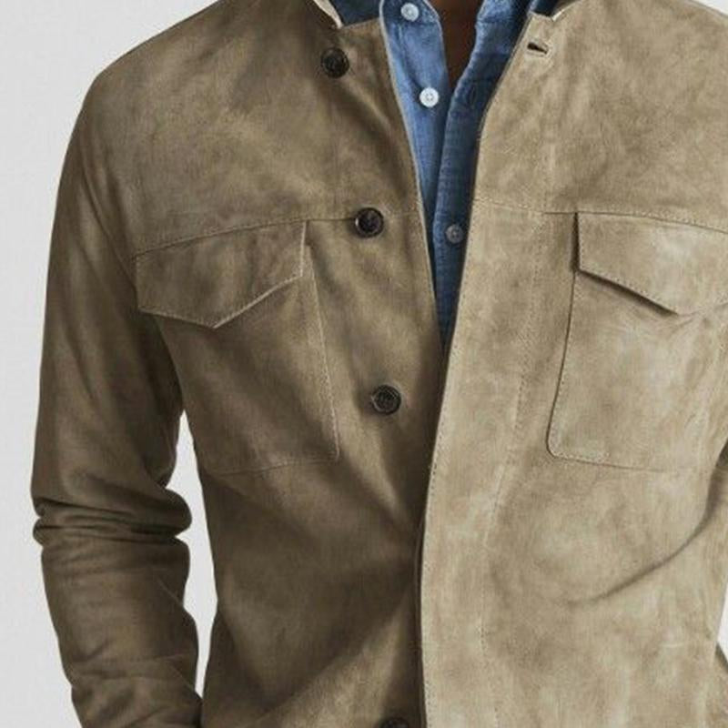 Men's Vintage Khaki Button-Down Jacket 9261098664120