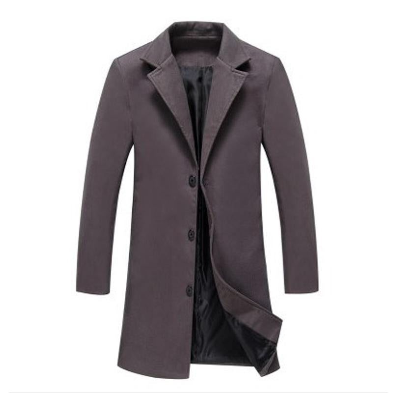 Men's Solid Color Single-breasted Trench Coat 9261101777080