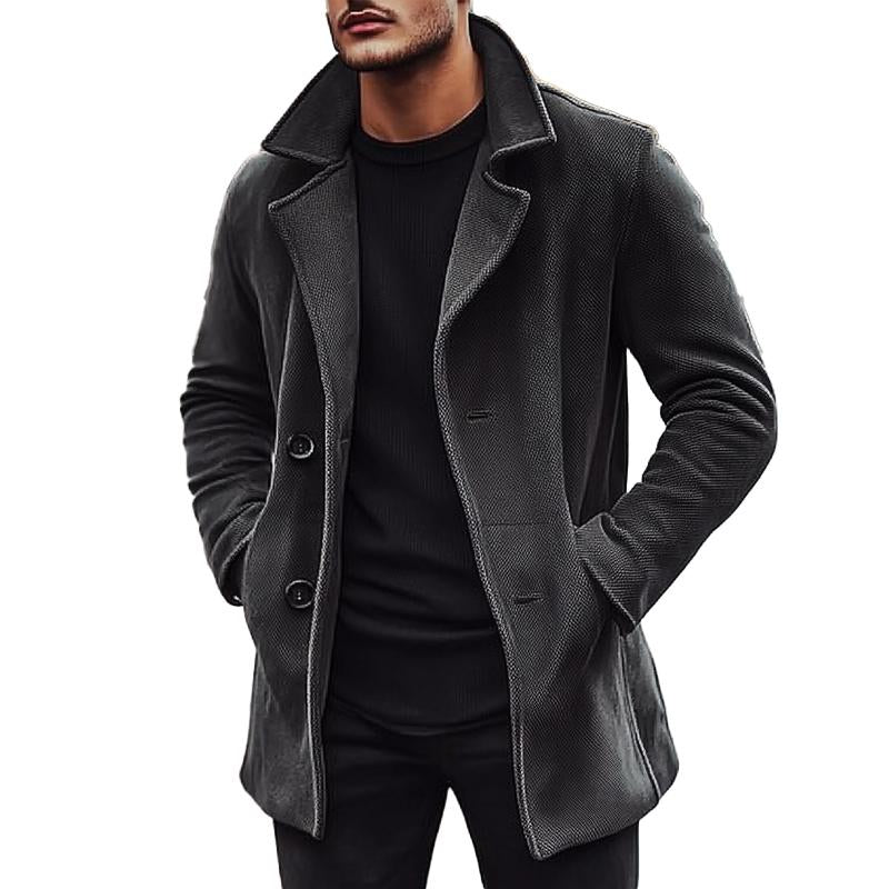 Men's Solid Color Lapel Loose Coat 9274167722168
