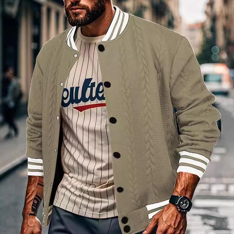 Men's Casual Single Breasted Cardigan Baseball Jacket 9261088735416