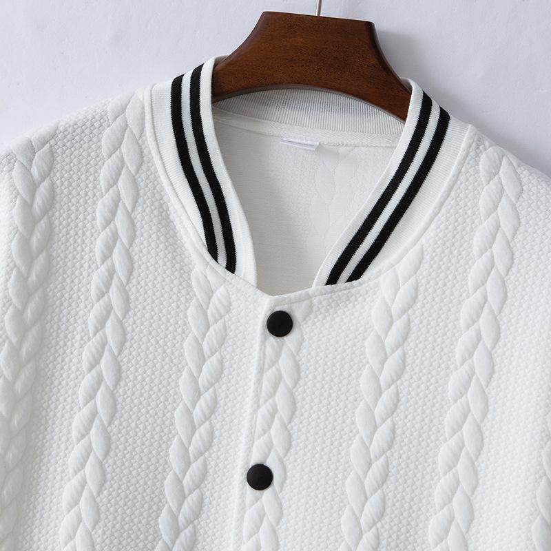 Men's Casual Stand Collar Jacquard Loose Single-breasted Baseball Jacket 9261087981752