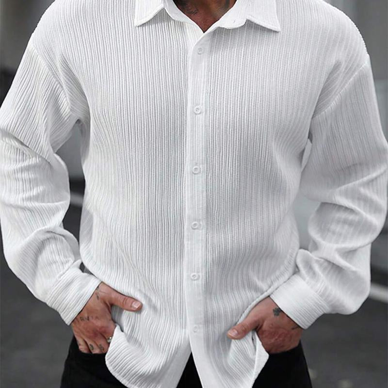 Men's Striped Textured Long Sleeve Shirt 9885321003192