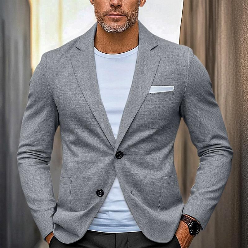 Men's Solid Color Casual Button Blazer 9888005882040
