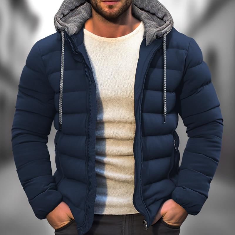 Men's Casual Hooded Long Sleeve Zipper Padded Jacket 9261082902712