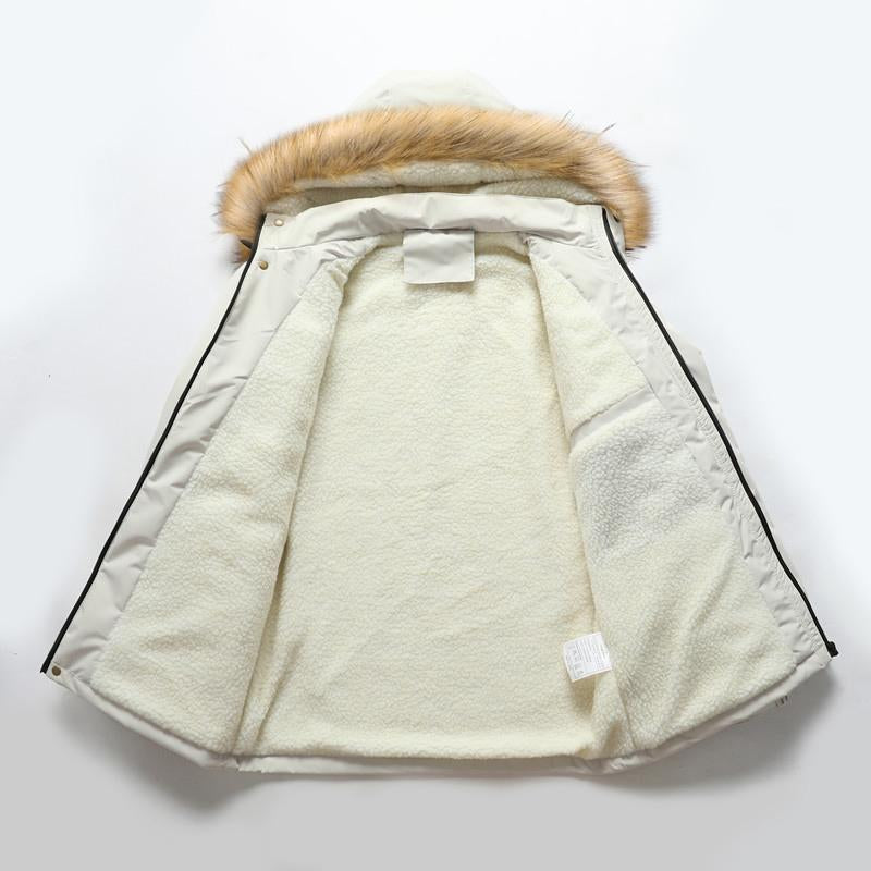 Men's Hooded Plush Thick Mid-length Coat 9261104496824