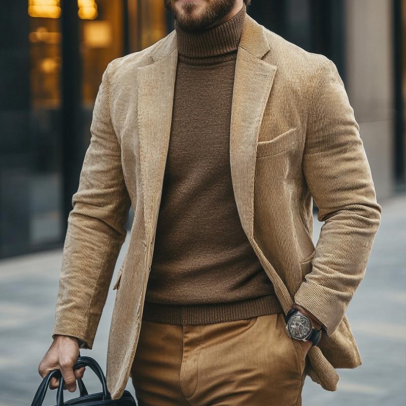 Men's Vintage Casual Corduroy Single Breasted Blazer 9873517215928