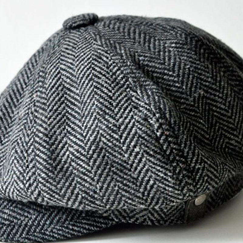 Men's Vintage Herringbone Woolen Beret 9877927559352