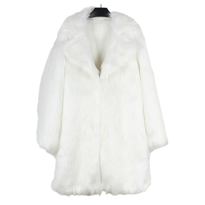 Men's Lapel Long Imitation Fur Solid Color Coat 9261101187256