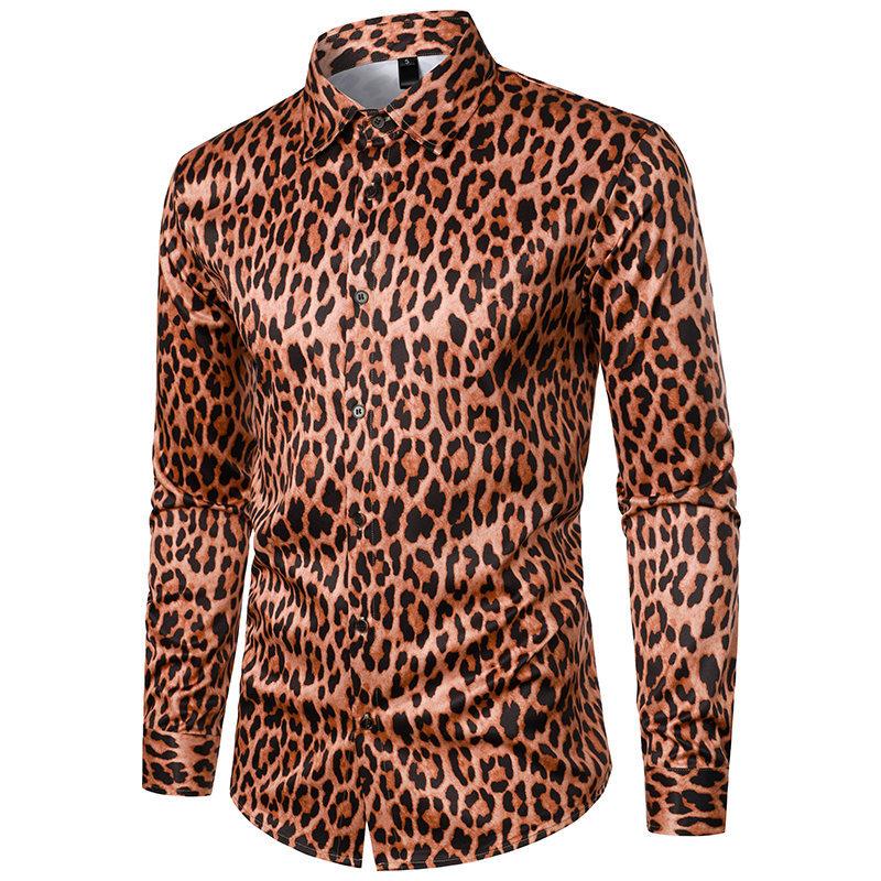 Men's Leopard Lapel Long Sleeve Casual Shirt 9267507134648