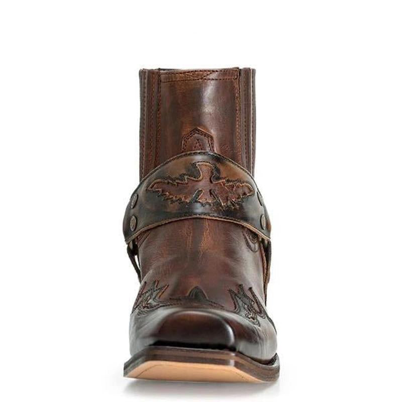 Men's Vintage Burnt Low Heel Rider Boots 9261847609528