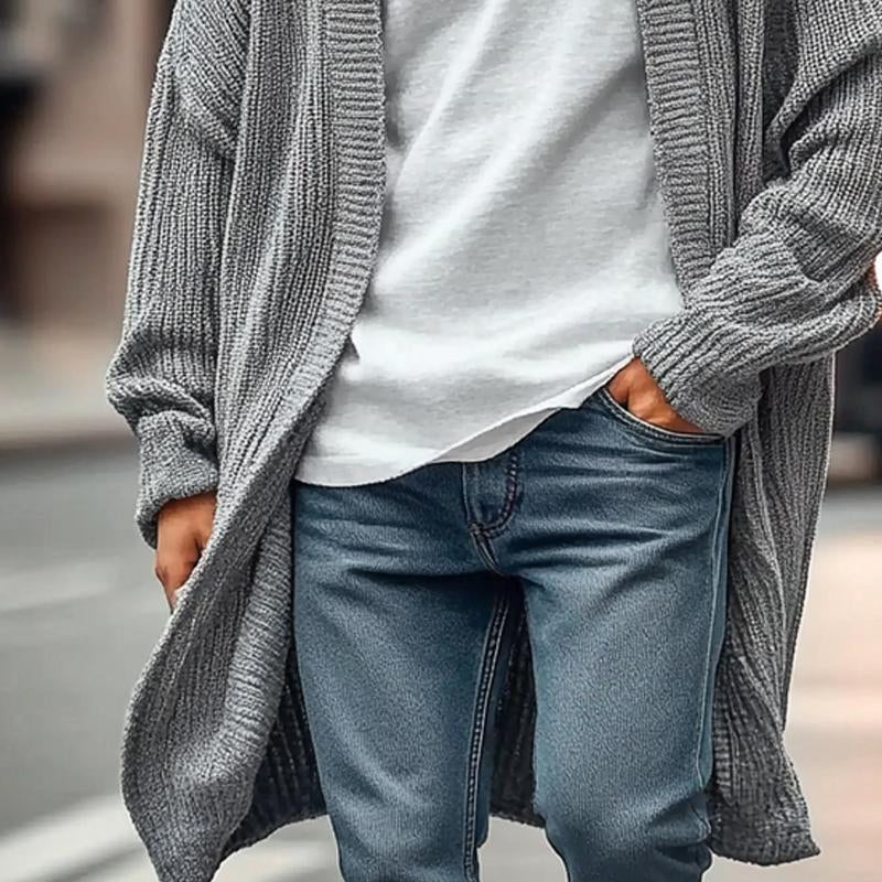 Men's Casual Solid Color Loose Knit Cardigan 9260833603768