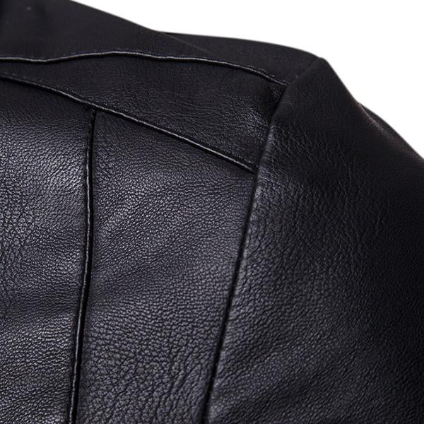 Men's Casual Biker Baseball Collar Leather Jacket 9261080641720