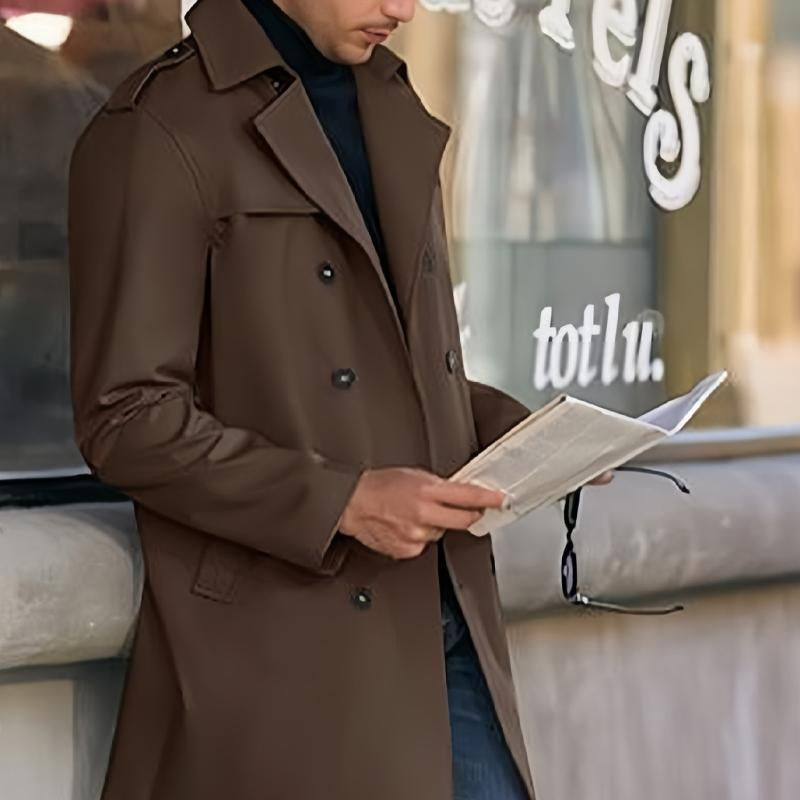 Men's Mid-length Double-breasted Casual Trench Coat 9261104726200