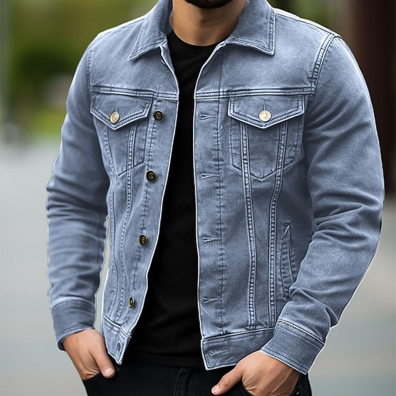 Men's Vintage Fit Lapel Single Breasted Denim Jacket 9261083689144