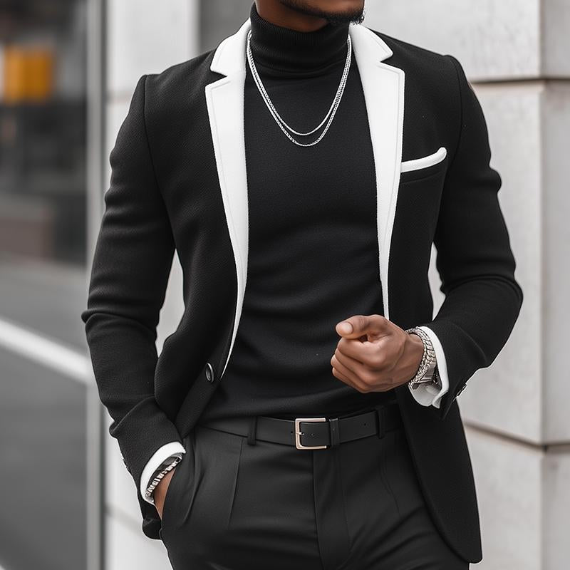 Men's Retro Casual Colorblock Single Breasted Blazer 9885838639288
